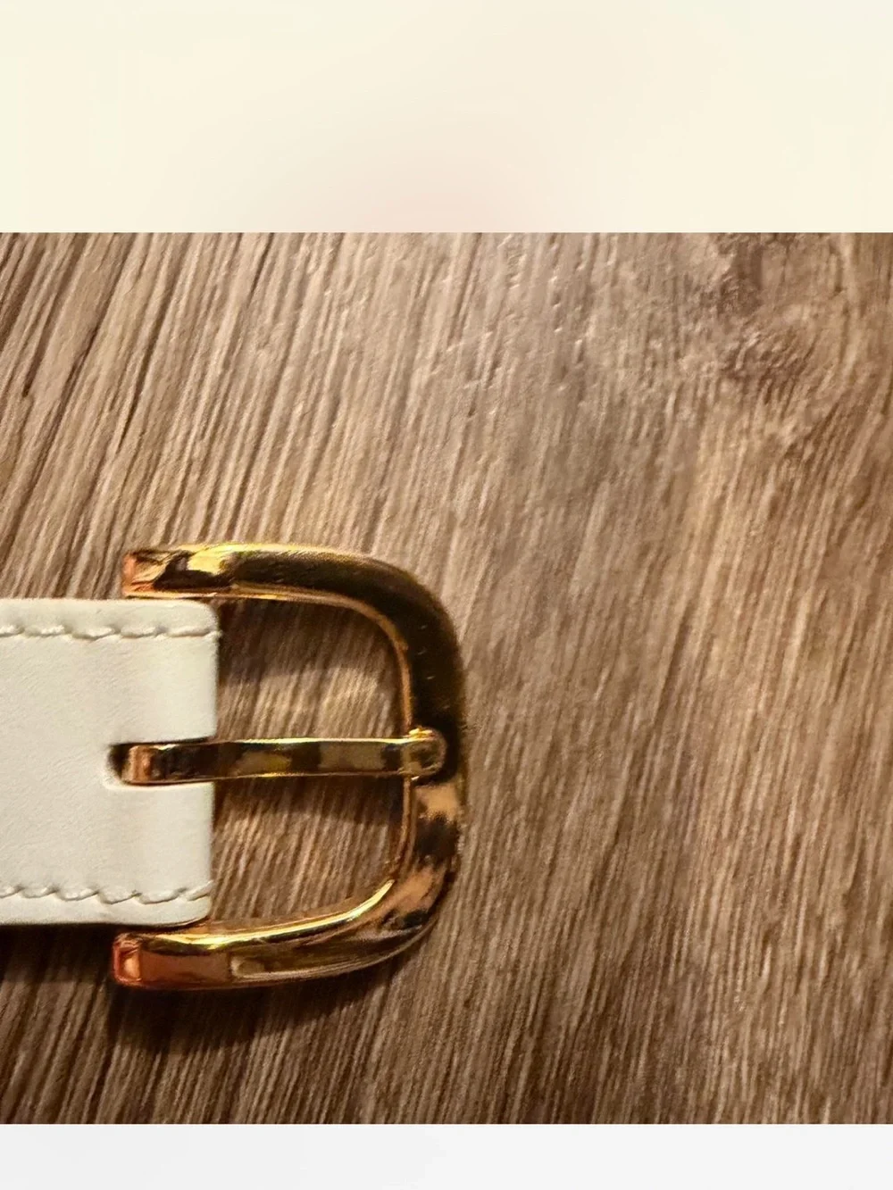 Christian Dior Cream Leather Belt with Gold Double-Link Buckle